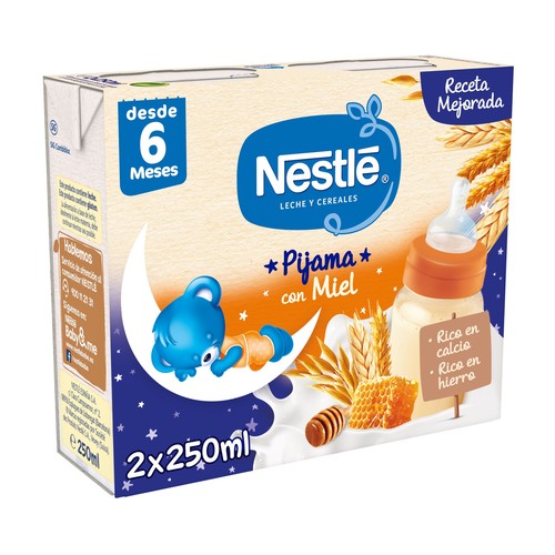 NESTLÉ Pijama Papilla líquida de leche y cereales con miel, a partir de 6 meses 2 x 250 ml