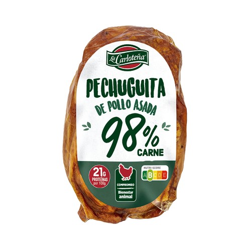LA CARLOTEÑA Pechuguita de pollo asada, envasada al vacio 220g.