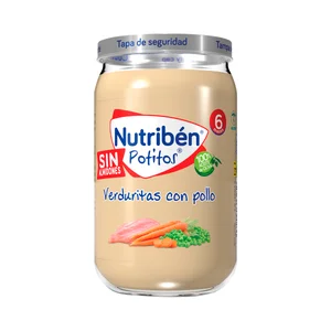 NUTRIBÉN Potitos® de pollo con con guisantes y zanahorias a partir de 6 meses 235 g.
