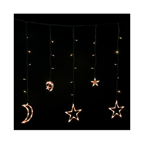 Carambano de luna y estrellas 1,5m, exterior 138 Led, ACTUEL.
