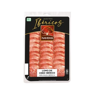 Lomo de cebo ibérico (50% raza ibérica), cortado en finas lonchas 110 g.