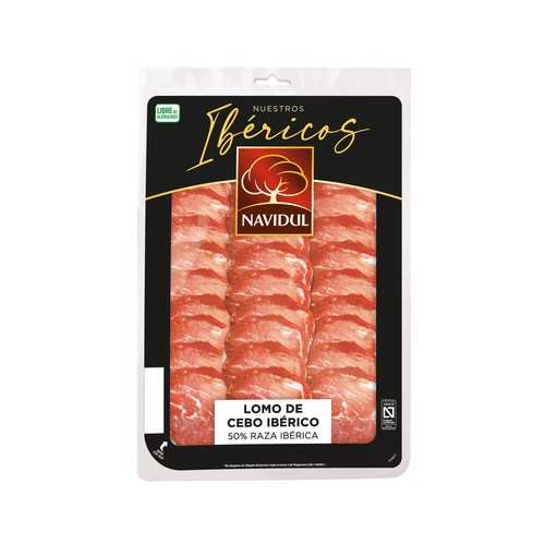 NAVIDUL Lomo de cebo ibérico (50% raza ibérica), cortado en finas lonchas 110 g.
