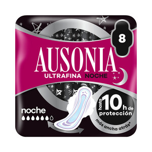 Imagen de AUSONIA Compresas ultrafinas de noche con alas 8 uds.