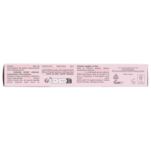 PRODUCTO ALCAMPO Expert gingival Pasta de dientes con flúor que ayuda a reducir la sensibilidad dental 75 ml.
