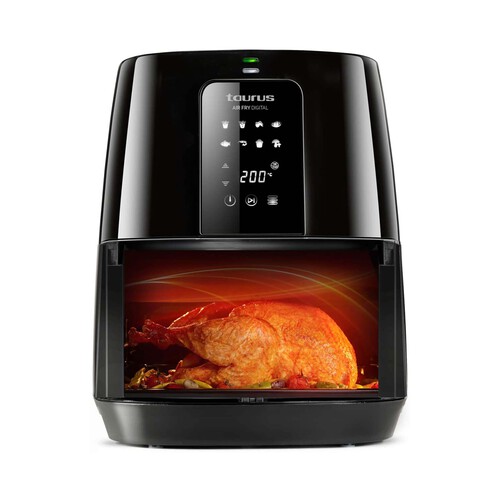 Freidora de aire, 3,5L, 1300W, TAURUS Air Fry Digital, temporizador, termostato 200°C, pantalla táctil, 8 programas.