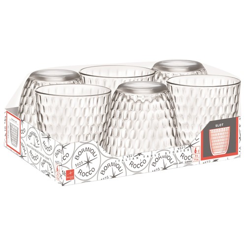 Pack de 6 vasos de vidrio transparentes, 0,29 litros, Line Acqua BORMIOLI.