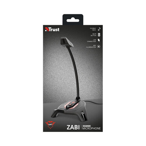Micrófono gamer TRUST GXT 215 Zabi, iluminación Led, cuello flexible, conexión Usb.
