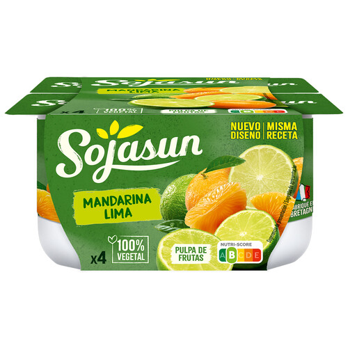 SOJASUN Especialidad de soja con pulpa de mandarina y lima  4 x 100 g.