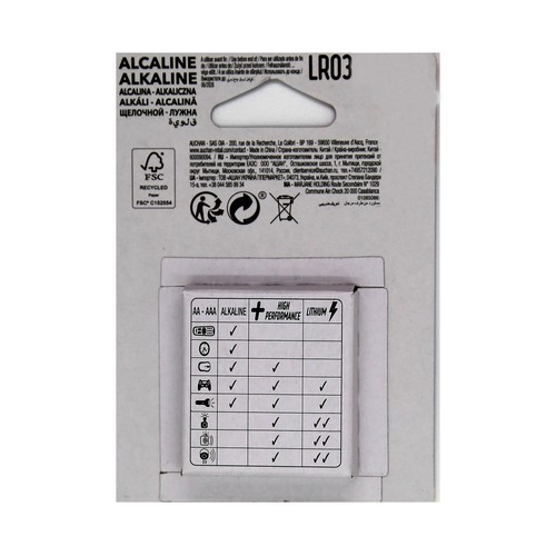 Pack de 8 pilas alcalinas AAA, LR03, 1,5V, PRODUCTO ALCAMPO.