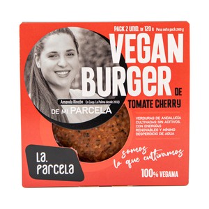 LA PARCELA Burger vegana a base de proteínas vegetales y tomate cherry asado LA PARCELA 2 x 120 g.