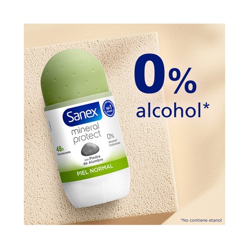 SANEX Mineral protect Desodorante roll on para mujer antitranspirante hasta 48 horas, piel normal 50 ml.