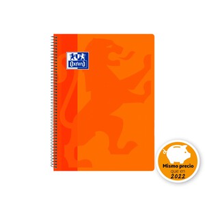 Imagen de OXFORD SCHOOL CLASSIC Fº Tapa de plástico cuaderno espiral 4x4 con margen 80 Hojas NARANJA, OXFORD.