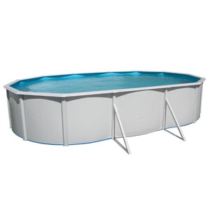 Imagen de Piscina ovalada QP de 550x366x120 con filtro de arena y escalera.