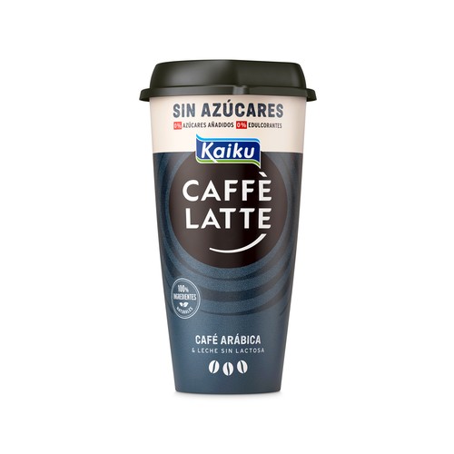 KAIKU Bebida de café Arábica de la India, con leche fresca y sin edulcorantes Caffé latté 230 ml.