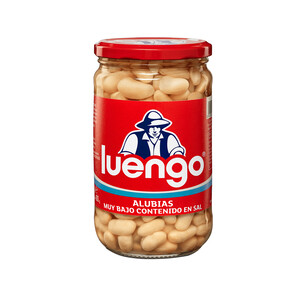 Imagen de LUENGO Alubia cocida blanca con un bajo contenido en sal, en frasco de 400 g.