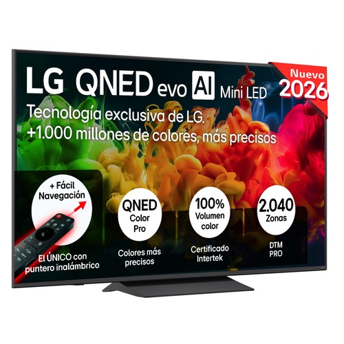 Televisión 165,1 cm (65") QNED MINILED LG 65QNED81B6C, 4K, Dolby digital plus, Bluetooth 5.3, 3HDMI, USB, HDR, webOs, 60Hz.