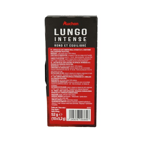 PRODUCTO ALCAMPO Café en cápsulas Lungo Intenso I8, 10 uds.
