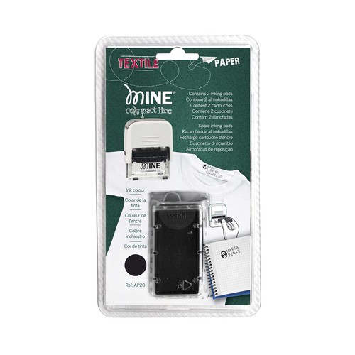 Almohadilla de recambio de tinta de color negro, para sello de ropa COMPACT LINE Mine ap20.