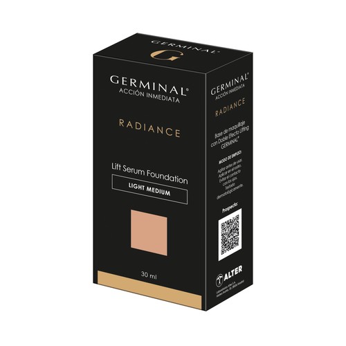 GERMINAL Radiance tono light medium Base de maquillaje, doble efecto lifting inmediato 30 ml.
