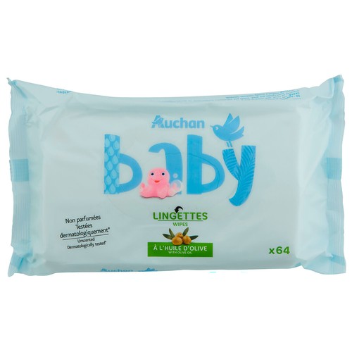 PRODUCTO ALCAMPO Baby Toallitas húmedas para bebé con aceite de oliva y acción hidratante y calmante 64 uds.