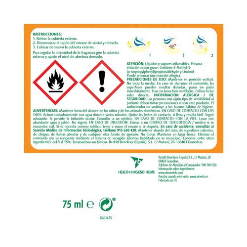 AIR WICK Ambientador en forma de bola, aroma de mango y lima AIR WICK 75 ml.