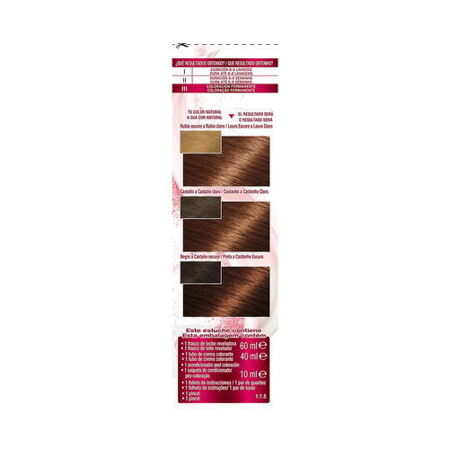 GARNIER Coloración permanente e intensa reutilizable para bol y pincel, tono 6.35 Rubio caramelo GARNIER Color sensation.