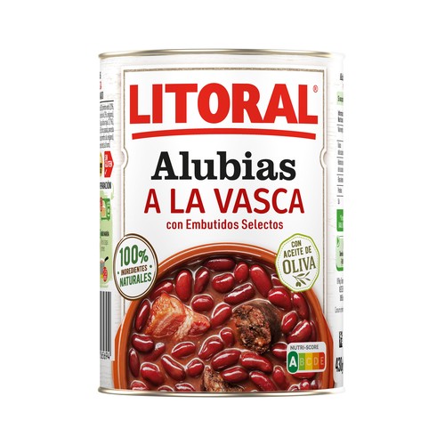 LITORAL Alubias a la Vasca con embutido selecto lata de 430 g.
