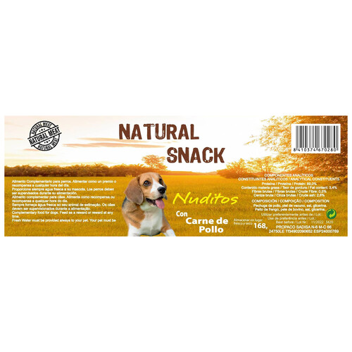 SANDIMAS snack dental para perro con carne de pollo SANDIMAS NUDITOS 168 g.