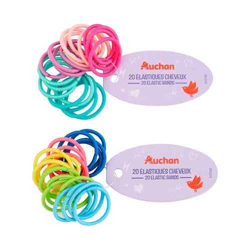 PRODUCTO ALCAMPO Gomas para pelo elásticas de divertidos colores 20 uds.