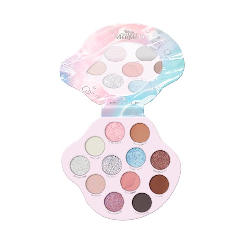 ESSENCE The little mermaid Paleta con 12 sombras de ojos con diferentes texturas y colores.