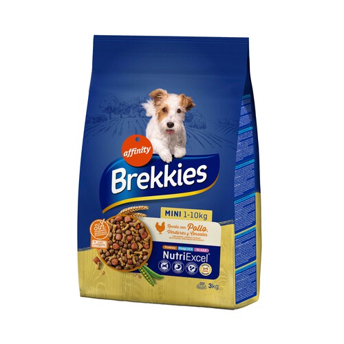 BREKKIES Comida para perros adultos de raza pequeña a base de pollo BREKKIES Affinity 3 kg.