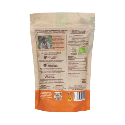 TIERRA MADRE Bio Azúcar de caña integral (panela sin refinar) de comercio justo 400 g.