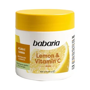 BABARIA Mascarilla capilar aclarante e iluminadora con limón y vitamina C, para todo tipo de cabellos 400 ml.