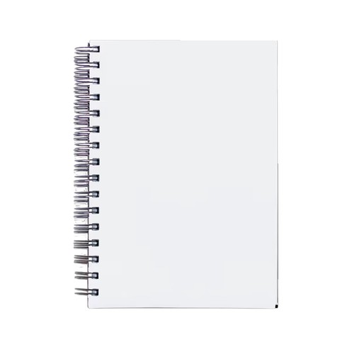 Cuaderno A5 80 hojas, con tapa de polipropileno, color blanco 90 g. AUCHAN.