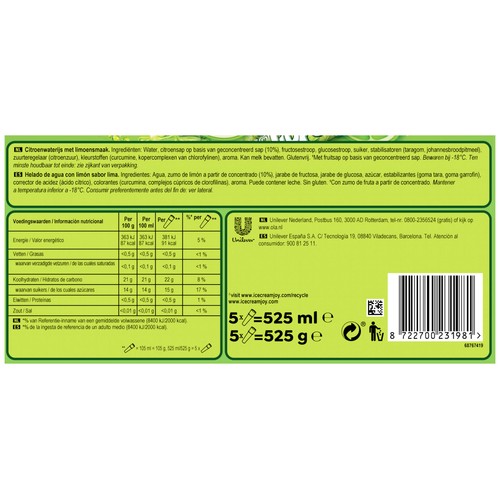CALIPPO Helado de lima limón 5 x 105 ml.