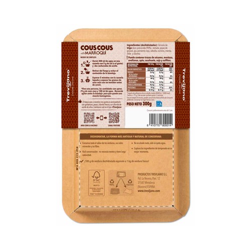 Cous cous comida Marroquí TREVIJANO 250 g.