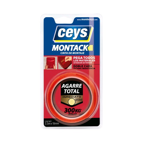 Cinta de montaje de extrema resistencia, 2,5M x 19mm,  CEYS Montack Express.