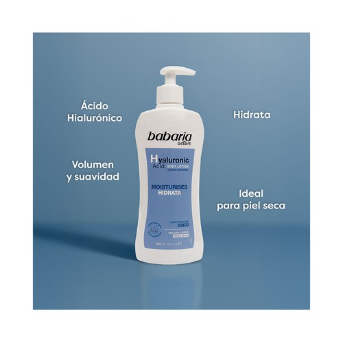 BABARIA Leche corporal (Body milk) con ácido Hialurónico para pieles secas 500 ml.