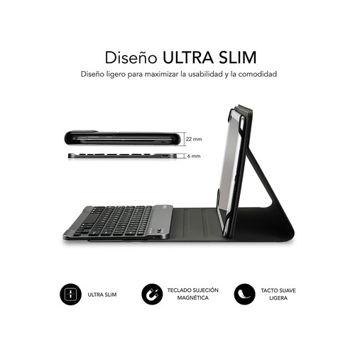 Funda universal para tablet hasta 10,1” con teclado, color rojo, SUBBLIM Keytab Pro rojo