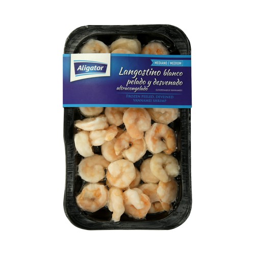 ALIGATOR Langostino blanco de tamañano mediano, pelado, desvenado y ultracongelado ALIGATOR 250 g (P.N)