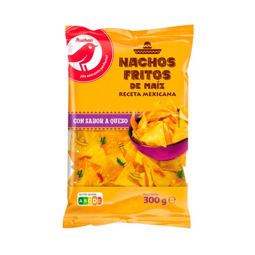 Nachos fritos de maíz con sabor a queso PRODUCTO ALCAMPO 300 g.