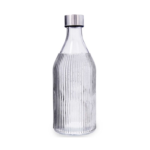 Botella de vidrio con tapón de rosca, 1 litro, color gris, Maison QUID