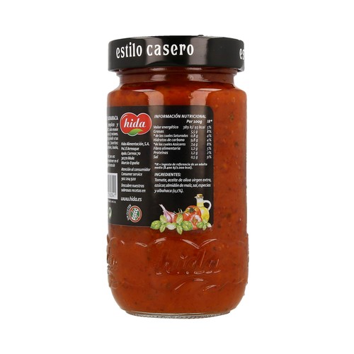 HIDA Salsa tomate y albahaca, estilo casero 350 g.