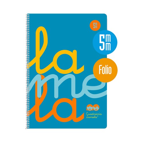 Cuaderno de espiral tamaño cuarto con 80 hojas de cuadrovía 5mm, 90gr. Cubierta plastificada color azul. EDITORIAL LAMELA.