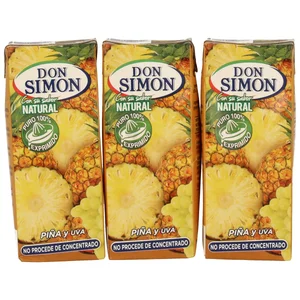 DON SIMON Zumo exprimido de piña y uva sin pulpa pack 3 brik x 20 cl.