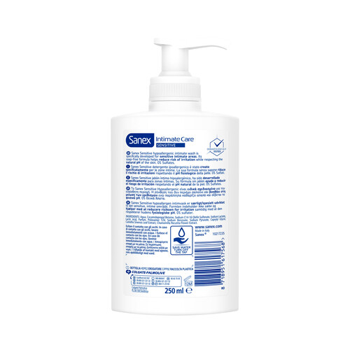 SANEX Intima care sensitive Jabón líquido hipoalergénico para la higiene íntima 250 ml.