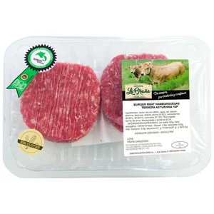 Bandeja de burger meat de ternera IGP Ternera Asturiana, elaboradas sin gluten LA BRAÑA 4 x 100 g.
