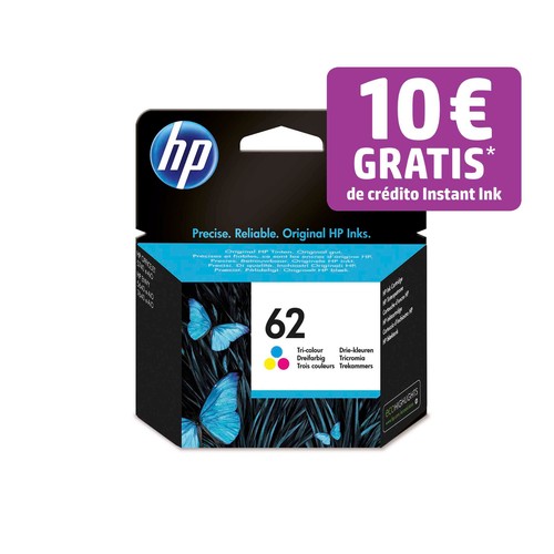 Cartucho de tinta original HP 62 C2P06AE, tricolor..