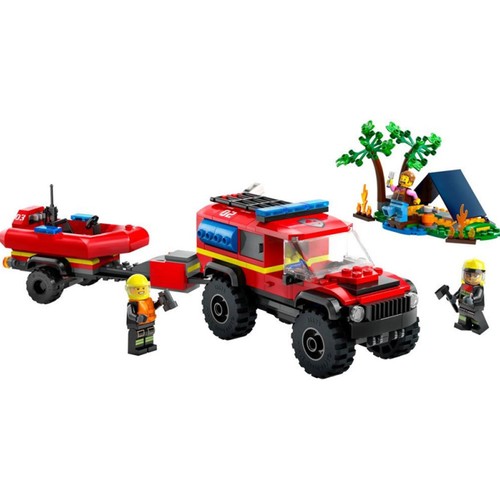 LEGO City camión de bomberos 4x4 con barco de rescate, 301, +5 años. piezas,