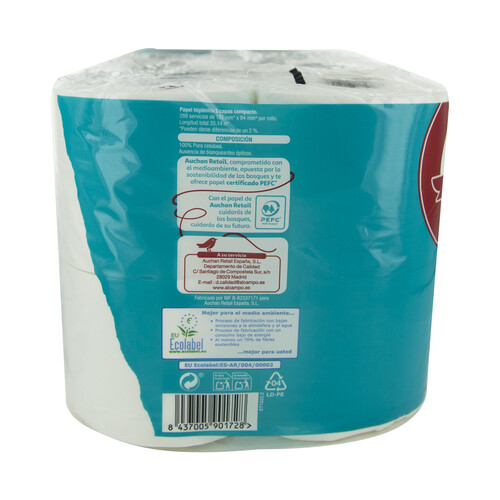 PRODUCTO ALCAMPO Papel higiénico compacto de doble capa 12 rollos